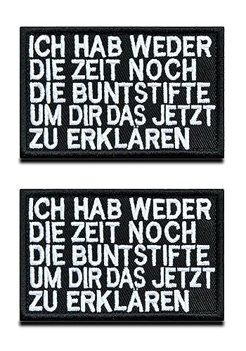 2 Pcs "Ich Hab Weder die Zeit Noch die Buntstifte, um dir Das Jetzt zu Erklären" Fun Patch Gestickt Taktische Militär Moral Appliques Emblem für Biker Rucksack Kleidung von Zcketo