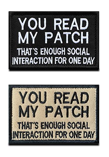 2 Stück Sie Lesen Meinen Patch, Das Ist Genug Soziale Interaktion - Lustig Mit Hook and Loop für Rucksäcke, Kleidung, Uniform, Stoffe 2 Stück Sie Lesen Meinen Patch, Das Ist Genug Soziale Interaktion - Lustig Mit Hook and Loop für Rucksäcke, Kleidung, Uniform, Stoffe von Zcketo
