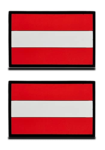 2 St. 3D PVC Rubber Österreich Flagge Klett - Taktisch Österreicher Nationales Emblem, Bestickter Aufnäher mit Klettverschluss, Militär Klettbänder für Rucksäcke Kleidung Taschen Uniform Weste von Zcketo
