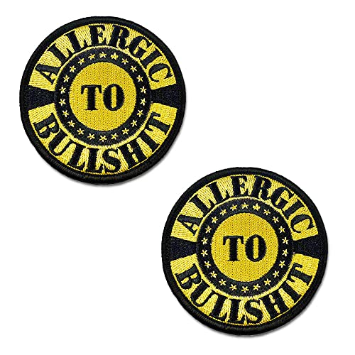2 St. Allergic to Bullshit Fun Humor Lustiges Biker Patch Kompatibel mit Klettverschluss für Taktische Kleidung Rucksack Uniform Weste Jacken Jeans Hundekleidung Airsoft CS Paintball von Zcketo