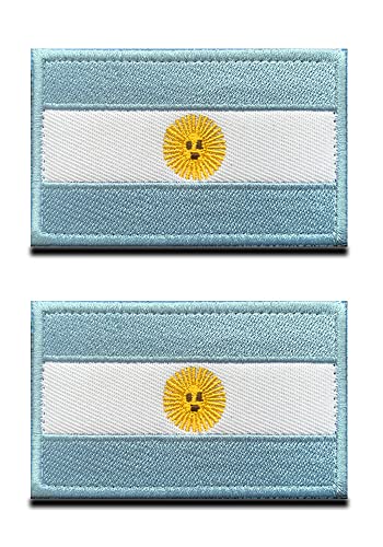 2 St. Argentinien Flagge Patch - Taktisch Argentinisch Klett Emblem, Stoff-Patch mit Klettverschluss, Militär Fabric Klettbänder Patch für Rucksäcke Kleidung Taschen Uniform Weste Jersey von Zcketo