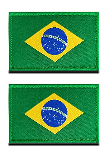 Zcketo 2 St. Brasilien Flagge Patch- Taktisch Kanadisch Klettabzeichen, Bestickter Aufnäher mit Klettverschluss, Militär Aufkleber Klettbänder für Rucksäcke Kleidung Taschen Uniform Weste Jersey von KONGZEE