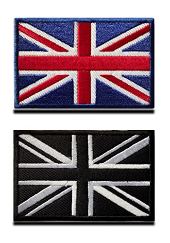Zcketo 2 St. Britische Union England-Flagge Emblem Grossbritannien UK Gestickt Klettverschluss Aufnäher für Kleidung Taschen Rucksack Uniform Weste Hundegeschirr Militär Taktisch Draussen Jersey von Zcketo