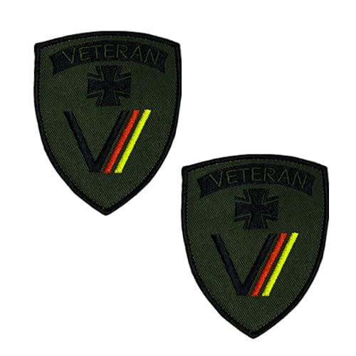 2 St. Bundeswehr Veteran Patch Gestickt mit Klett,Militär Aufnäher Army VETERAN Taktische Morale Patch Deutsche Bundeswehr Veteran Schild Abzeichen Patch für Unterstützung Veteran - 7 x 9 cm von Zcketo