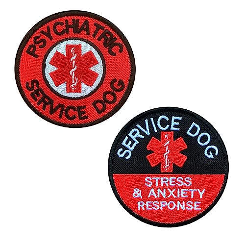 2 St. EMT "Psychiatric & Stress & Anxiety Response" Diensthunde Westen/Geschirre Emblem Bestickter Gestickt Abzeichen mit Klett Medic EMT Service Hund Patch für Hunde Weste Geschirr Kleidung von Zcketo