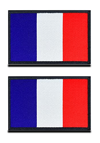 2 St. Frankreich Flagge Patch- Taktisch Französisches Nationales Emblem, Bestickter Aufnäher mit Verschluss, Militär Bänder für Rucksäcke Kleidung Taschen Uniform Weste Jersey Reisen von Zcketo