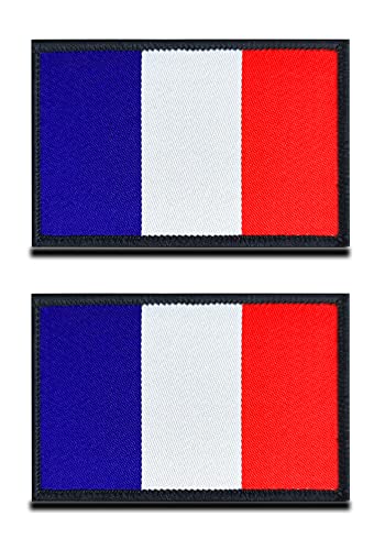 Zcketo 2 St. Frankreich Flagge Klett - Taktisch Französisches Nationales Emblem, Bestickter Aufnäher mit Klettverschluss, Militär Klettbänder für Rucksäcke Kleidung Tasche Uniform Weste Jersey Reisen von KONGZEE