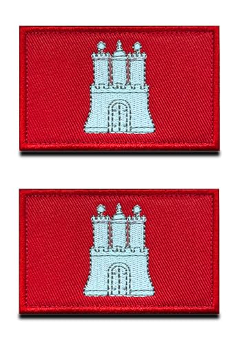 Zcketo 2 St. Hamburger Stadtflaggen Klett Patch - Taktisch Hamburger Stadt Schloss Emblem, Bestickter Aufnäher mit Klettverschluss, Stadt Klettbänder für Reisen Rucksäcke Kleidung Uniform Weste von Zcketo