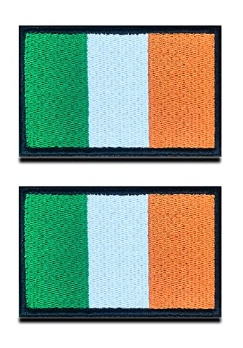 2 St. Irland Flagge Klett Patch - Taktisch Glücklich Irisch Nationales Emblem, Bestickter Aufnäher mit Klettverschluss, Militär Klettbänder für Rucksäcke Kleidung Taschen Uniform Weste Jersey von Zcketo