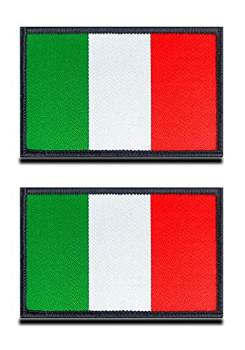 Zcketo 2 St. Italien Flagge Klett - Taktisch Italienisch Nationales Emblem, Bestickter Aufnäher mit Klettverschluss, Militär Klettbänder für Rucksäcke Kleidung Taschen Uniform Weste Jersey Reisen von Zcketo