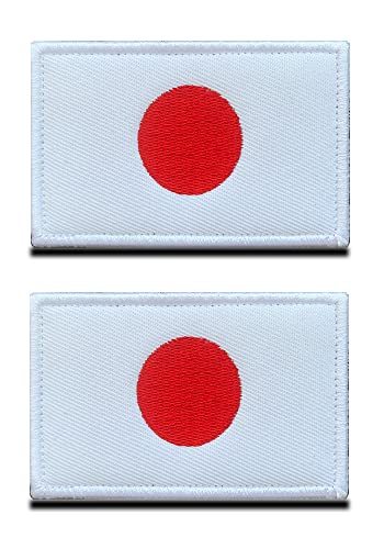 2 St. Japan Flagge Patch - Taktisch Japanisch Emblem, Stoff-Patch mit Verschluss, Militär Fabric Bänder Patch für Rucksäcke Kleidung Taschen Uniform Weste Jersey von Zcketo