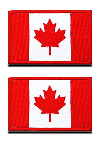 2 St. Kanada Flagge Klett - Taktisch Kanadisch Klettabzeichen, Bestickter Aufnäher mit Klettverschluss, Militär Aufkleber Klettbänder für Rucksäcke Kleidung Taschen Uniform Weste Jersey von KONGZEE