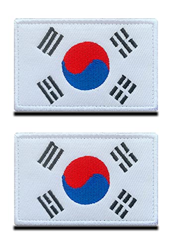 2 St. Korea Flagge Patch - Taktisch Koreaner Emblem, Stoff-Patch Mit Verschluss, Militär Fabric Bänder für Rucksäcke Kleidung Taschen Uniform Weste Jersey von Zcketo