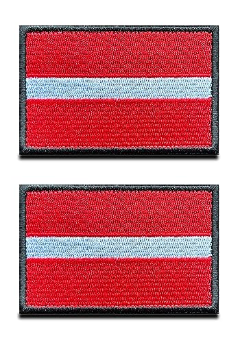 2 St. Lettland Flagge Klett Patch - Taktisch Lettische Nationales Emblem, Bestickter Aufnäher mit Klettverschluss, Militär Klettbänder für Rucksäcke Kleidung Taschen Uniform Weste Jersey von Zcketo