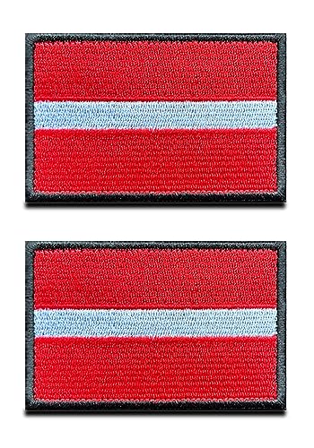2 St. Lettland Flagge Patch - Taktisch Lettische Nationales Emblem, Bestickter Aufnäher mit Verschluss, Militär Bänder für Rucksäcke Kleidung Taschen Uniform Weste Jersey von Zcketo