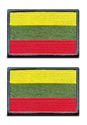 2 St. Litauisch Flagge Klett Patch - Taktisch Litauen Nationales Emblem, Bestickter Aufnäher mit Klettverschluss, Militär Klettbänder für Rucksäcke Kleidung Taschen Uniform Weste Jersey von Zcketo