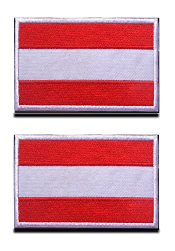2 St. Österreich Flagge Patch- Taktisch Österreich Abzeichen, Bestickter Aufnäher mit Verschluss, Militär Aufkleber Bänder für Rucksäcke Kleidung Taschen Uniform Weste Jersey von Zcketo