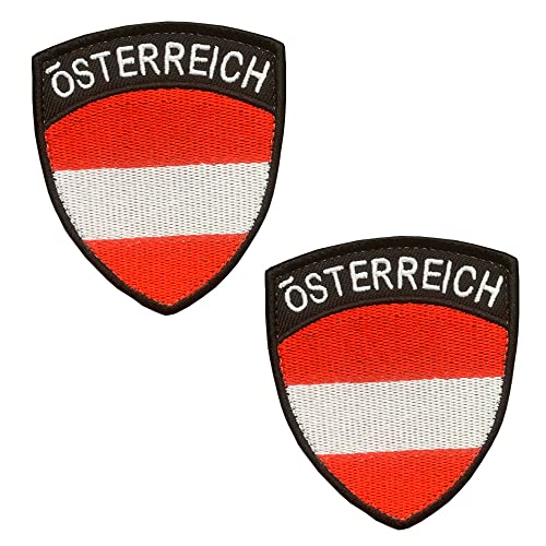 2 St. Österreich Flagge Schild Patch- Taktisch Österreicher Schild Emblem, Bestickter Aufnäher mit Verschluss, Militär Bänder für Rucksäcke Kleidung Taschen Uniform Weste Jersey Reisen 2 St. Österreich Flagge Schild Patch- Taktisch Österreicher Schild Emblem, Bestickter Aufnäher mit Verschluss, Militär Bänder für Rucksäcke Kleidung Taschen Uniform Weste Jersey Reisen von Zcketo
