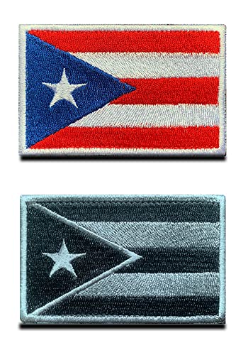 2 St. Puerto Rico Flagge Klett Patch - Taktisch Nationales Emblem, Bestickter Aufnäher mit Klettverschluss, Militär Klettbänder für Rucksäcke Kleidung Taschen Uniform Weste Jersey von Zcketo