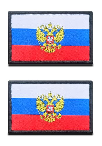 2 St. Russland Adler Klett - Taktisch Russisch Nationales Armee Emblem, Bestickter Aufnäher mit Klettverschluss, Militär Klettbänder für Rucksäcke Kleidung Taschen Uniform Weste Jersey von Zcketo