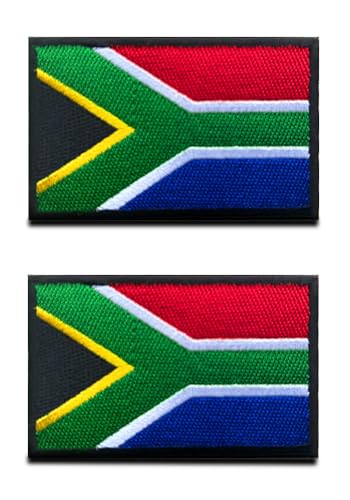 2 St. Südafrika Afrika Flagge Klett Patch - Taktisch Nationales Emblem, Bestickter Aufnäher mit Klettverschluss, Militär Klettbänder für Reisen Rucksäcke Kleidung Uniform Weste Jersey von Zcketo