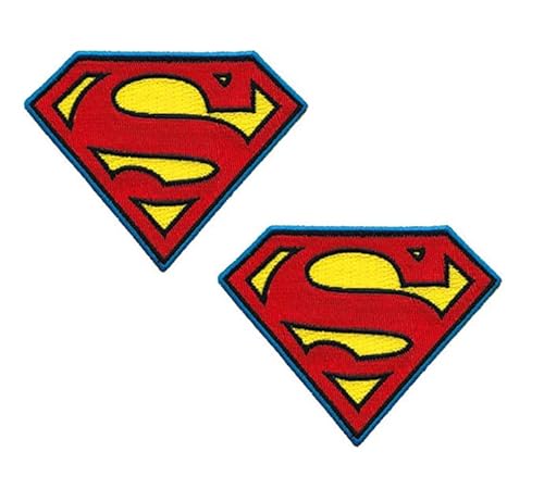 2 St. Kompatibel mit Super-Man Superheld Logo Wappen Zeichen Uniform Anzug Kostüm Abzeichen Aufnäher Patch Kompatibel mit Klett für Kleidung Rucksack Uniform Weste Kinder Männer Taktische Zubehör von Zcketo
