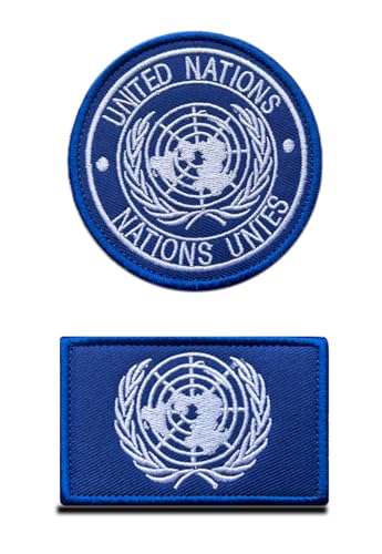2 St. Vereinte Nationen Flagge Patch - Taktisch UN Nationales Emblem, Bestickter Aufnäher mit Verschluss, Militär Bänder für Rucksäcke Kleidung Taschen Uniform Weste Jersey 2 St. Vereinte Nationen Flagge Patch - Taktisch UN Nationales Emblem, Bestickter Aufnäher mit Verschluss, Militär Bänder für Rucksäcke Kleidung Taschen Uniform Weste Jersey von Zcketo