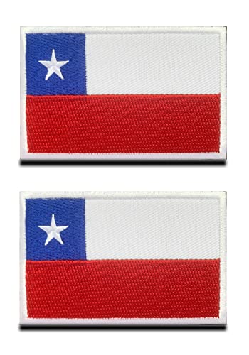 2 St.Chile Chilenischen Flagge Patch - Taktisch Nationales Emblem, Bestickter Aufnäher mit Verschluss, Militär Bänder für Reisen Rucksäcke Kleidung Uniform Weste Armband von Zcketo
