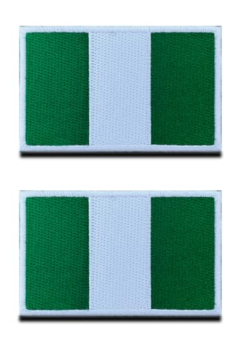 2 St.Nigeria Nigerianer Flagge Klett Patch - Taktisch Nationales Emblem, Bestickter Aufnäher mit Klettverschluss, Militär Klettbänder für Reisen Rucksäcke Kleidung Uniform Weste Armband von Zcketo