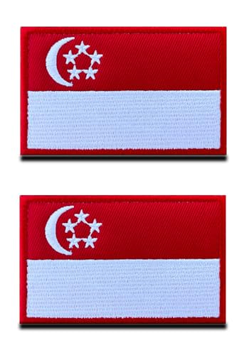 2 St.Singapur Singapurisch Flagge Patch - Taktisch Nationales Emblem, Bestickter Aufnäher mit Verschluss, Militär Bänder für Reisen Rucksäcke Kleidung Uniform Weste Armband 2 St.Singapur Singapurisch Flagge Patch - Taktisch Nationales Emblem, Bestickter Aufnäher mit Verschluss, Militär Bänder für Reisen Rucksäcke Kleidung Uniform Weste Armband von Zcketo