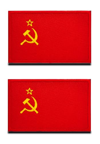 2 St.Sowjetunion USSR Flagge Klett Patch - Taktisch Nationales Emblem, Bestickter Aufnäher mit Klettverschluss, Militär Klettbänder für Reisen Rucksäcke Kleidung Uniform Weste Armband von Zcketo