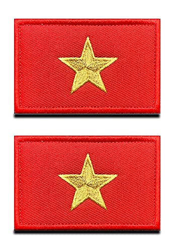 2 St.Vietnams Vietnam Flagge Klett Patch - Taktisch Nationales Emblem, Bestickter Aufnäher mit Klettverschluss, Militär Klettbänder für Reisen Rucksäcke Kleidung Uniform Weste Armband von Zcketo