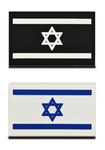 zcketo 2 Stück 3D-PVC-Gummi Staatsflagge Israel, strapazierfähiges und solides Material, Hakenrückseite, taktisches israelisches Emblem, Patch für Kleidung, Rucksack, Uniform, Weste, Biker, Reisen von Zcketo