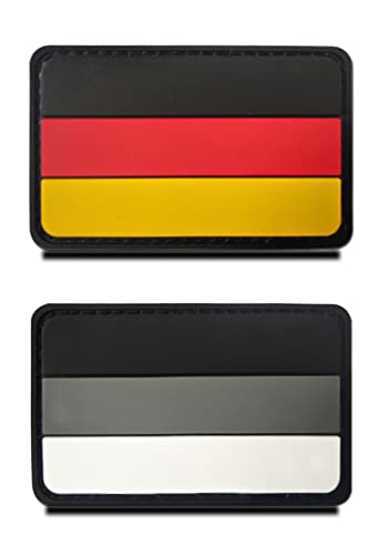 2 Stück 3D PVC Rubber Gummi Deutschland Flaggen Patch Germany Flag Patch, Hakenrückseite ohne Schlaufe, Taktische Deutsch Applikationen Patch für Kleidung Taschen Rucksack Uniform Weste von Zcketo