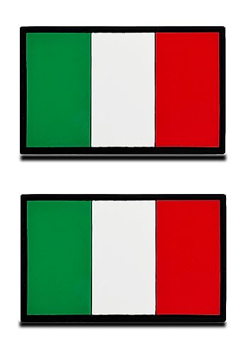 2 Stück 3D PVC Rubber Italien Flaggen Patch, Schweres Robust Material,Hakenrückseite ohne Schlaufe, Taktische Italienisch Emblem Patch für Kleidung Taschen Rucksack Uniform Weste von Zcketo