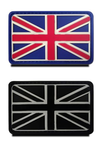 2 Stück 3D PVC Rubber UK Großbritannien Flaggen Patch, Schweres Robust Material,Hakenrückseite ohne Schlaufe, Taktische Britisch Emblem Patch für Kleidung Taschen Rucksack Uniform Weste von Zcketo