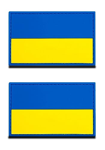 2 Stück 3D PVC Rubber Ukraine Flaggen Patch, Schweres Robust Material,Hakenrückseite ohne Schlaufe, Taktische Ukrainisch Emblem Patch für Kleidung Taschen Rucksack Uniform Weste von Zcketo