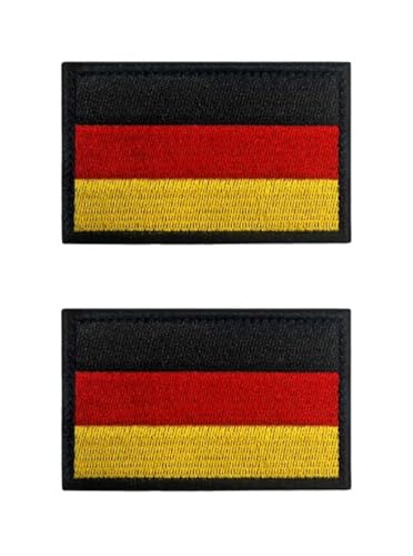 2 Stück 5x3 cm Mini Deutschland Flaggen Patch Gestickt Abzeichen mit Klett Deutsch Applikationen für Kleidung Taschen Rucksack Uniform Weste Hundegeschirr Militär Taktisch Draussen Jersey von Zcketo