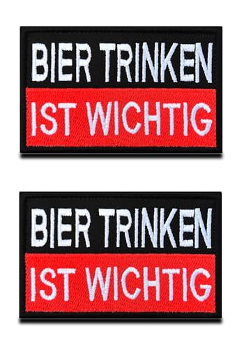 2 Stück "Bier Trinken ist Wichtig " Bestickte Applikation Lustiges Biker Fun Moral Patches für Taktische Airsoft Cosplay Paintball Kleidung Rucksack Uniform Hunde Weste von Zcketo