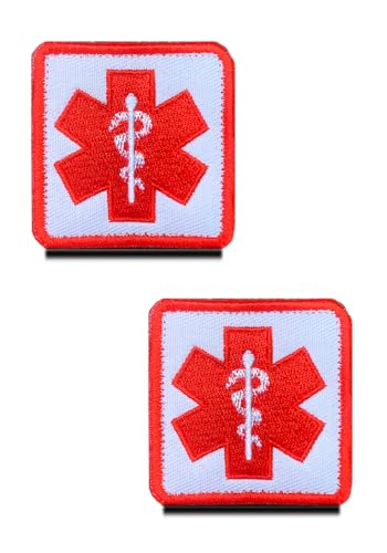 2 Stück EMT EMS Medic Kreuz Moral Bestickter Aufnäher mit Klett- Taktisch Medizinisch Patch, Rot Kreuz für Taktische Rucksäcke, Medizinische Taschen, Erste-Hilfe-Kits, Outdoor-Abenteuer-Kits von Zcketo