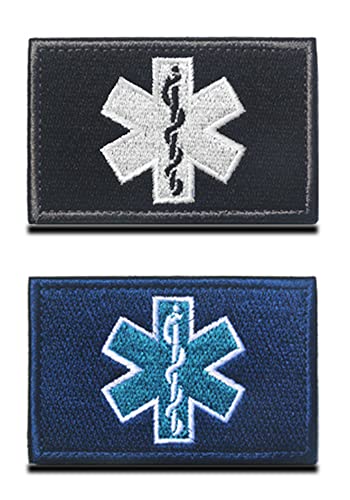2 Stück EMT EMS Medic Kreuz Moral Patch - Taktisch Medizinisch Patch, Schwarz/Blau Kreuz für Taktische Rucksäcke, Medizinische Taschen, Erste-Hilfe-Kits, Outdoor-Abenteuer-Kits 2 Stück EMT EMS Medic Kreuz Moral Patch - Taktisch Medizinisch Patch, Schwarz/Blau Kreuz für Taktische Rucksäcke, Medizinische Taschen, Erste-Hilfe-Kits, Outdoor-Abenteuer-Kits von Zcketo