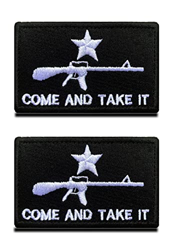 2 Stück Komm und nimm es" Come and Take It" Militär Moral Klett Patch Militär Hook & Loop Patches für Biker Cosplay Paintball Airsoft Armband Taktische Kleidung Rucksack Uniform Weste von Zcketo