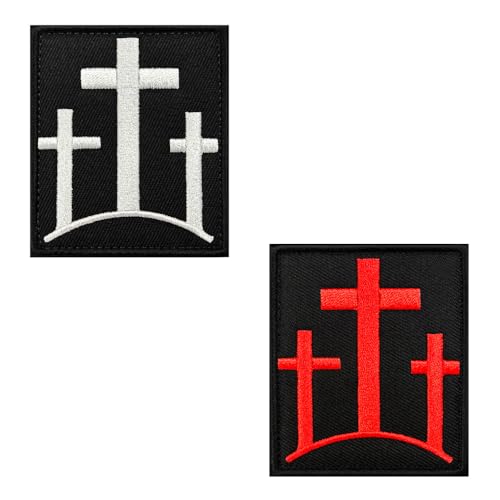 2 Stück Kreuz-Grabstein-Gedenkaufnäher, christlicher bestickter Kalvarienberg, Christus-Kreuz-Aufnäher mit Klettverschluss für Hüte, Mützen, Taschen, Jacken, Rucksäcke 2 Stück Kreuz-Grabstein-Gedenkaufnäher, christlicher bestickter Kalvarienberg, Christus-Kreuz-Aufnäher mit Klettverschluss für Hüte, Mützen, Taschen, Jacken, Rucksäcke von Zcketo