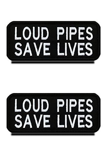 2 Stück "Loud Pipes Save Lives" Fun Biker Sprichwort Patch mit Hook & Loop,Taktische Lustig Sayings Emblem für Rucksack Mütze Jacke Weste Tasche Beutel Hundegeschirr -10.2cm von Zcketo