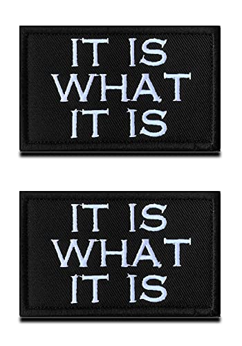 2 Stück Lustiges Biker Patch es ist, was es ist "It is What It is" Bestickter Aufnäher mit Haken-und Flauschbänder Patches Kompatibel mit Klett Militär Moral Taktisch Emblem- 8x5cm von Zcketo