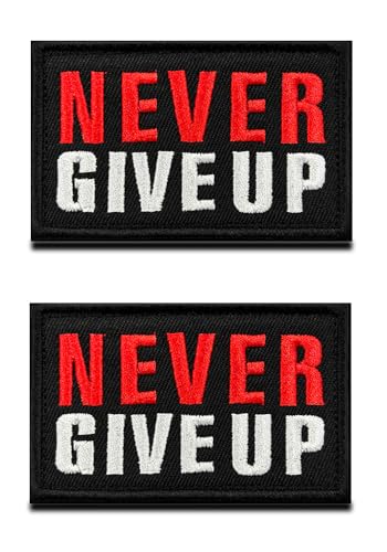 2 Stück Niemals Aufgeben "Never Give UP" Positiver Bestickter Aufnäher Patch zum Hook und Loop Komische Stickerei Bestickt Patch zum Kleidung Jacken Rucksack Weste Uniformen Biker Moto DIY von Zcketo