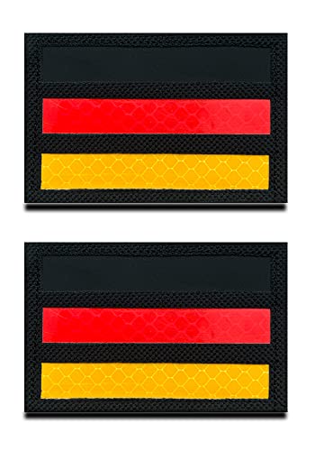 2 Stück Reflektierendes Deutschland Germany Flagge Patch Infrarot IR Reflektiv Militär Deutschland Patches Rückseite für Rucksäcke Kleidung Taschen Uniform Weste Jersey Reisen CS von Zcketo