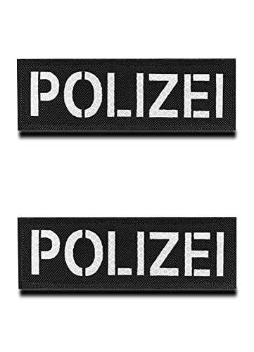 2 Stück Reflektierendes Deutschland Polizei Infrarot IR Reflektiv Abnehmbare Militär Polizei Klett-Patches für Rucksäcke Kleidung Taschen Uniform Weste Jersey Reisen Cosplay CS-15.2x5 cm von Zcketo