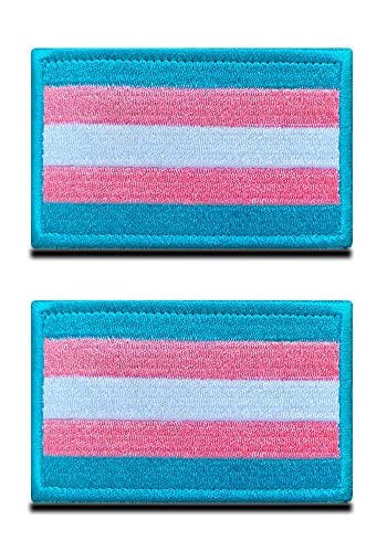 2 Stück Transgender LGBT Regenbogen Flagge Patch, Regenbogen Bestickter Klettverschluss, Emblem zum Aufnähen,Schwulenstolz Patches für Rucksäcke, Mützen, Westen, Helme, Jacken, Kleidung von Zcketo