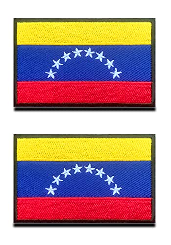 2 Stück Venezuela-Flagge Patch bestickte Applikation Venezolanische Haken und Schlaufe Aufnähen Nationales Emblem Taktischer venezolanischer Patch für Kleidung Uniform Rucksack Kappen Weste Militär von Zcketo